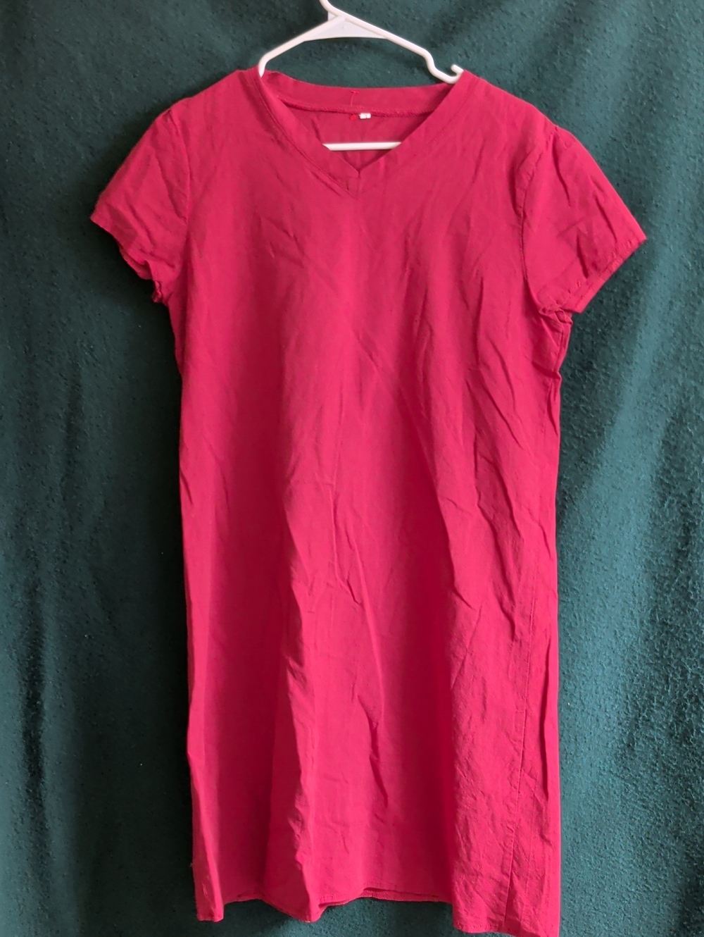 Classic V-Neck Short Sleeve Dress in Deep Red